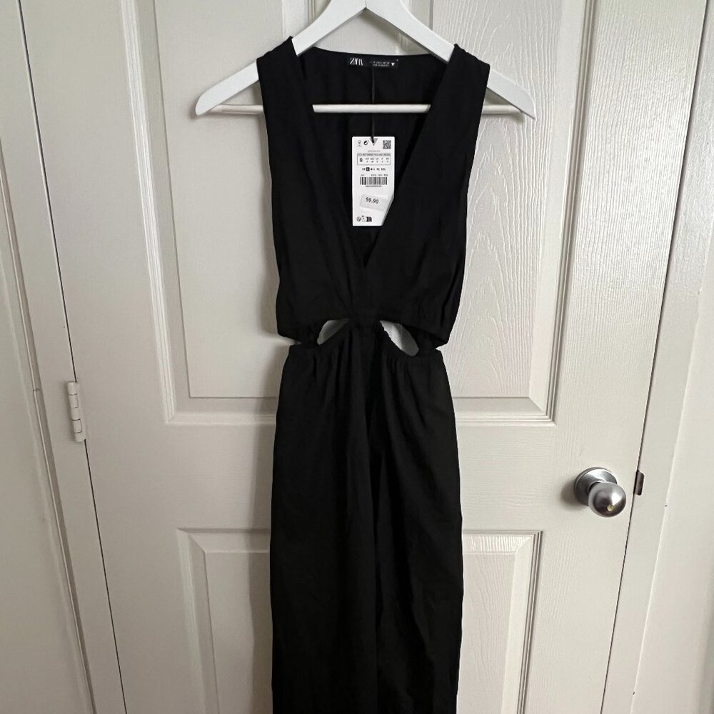 Zara Women's Black Cut Out Midi Dress Size S (US)